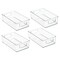 mDesign Plastic Office Storage Organizer Bin with Handles, 4 Pack, Clear